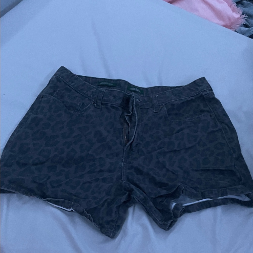 Target Gray Leopard Print Jean Shorts